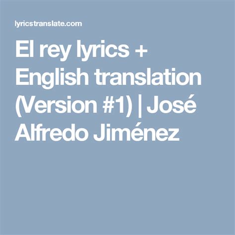 el rey lyrics translation